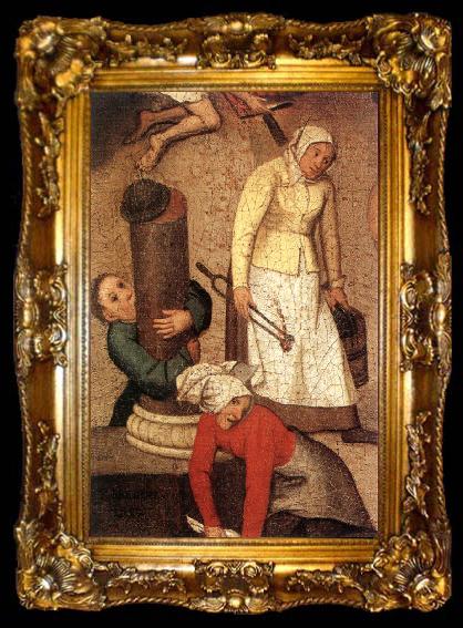 framed  BRUEGHEL, Pieter the Younger Proverbs (detail) d, ta009-2